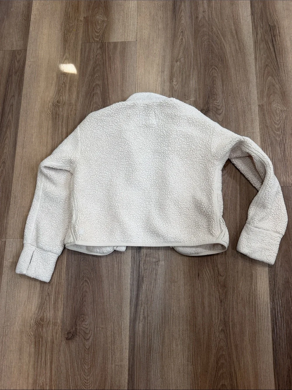 Athleta Girl Cream Full Zip Fleece Jacket Sweatshirt Size Medium 8/10